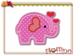 Applikation Elefant mit Herzen in rosa oder gelb