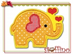 Applikation Elefant mit Herzen in rosa oder gelb