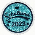 Tolle Applikation mit dem Schriftzug Schulkind 2023