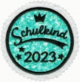 Tolle Applikation mit dem Schriftzug Schulkind 2023